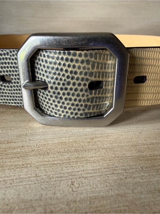 Ralph Lauren Denim Supply Leather Belt With Silver Buckle Ivory Grey Size XL main image 5